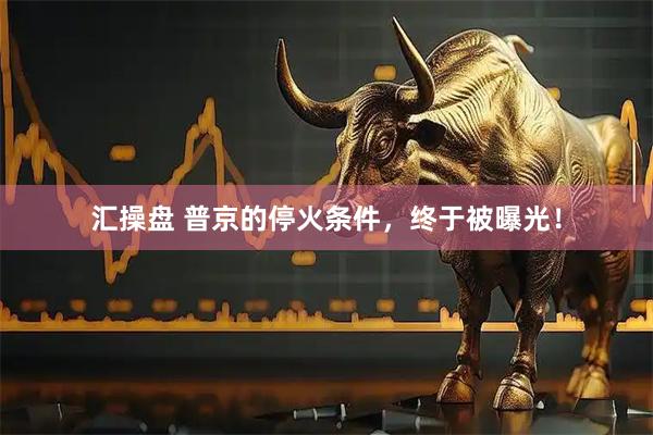 汇操盘 普京的停火条件，终于被曝光！
