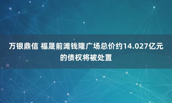 万银鼎信 福晟前滩钱隆广场总价约14.027亿元的债权将被处置