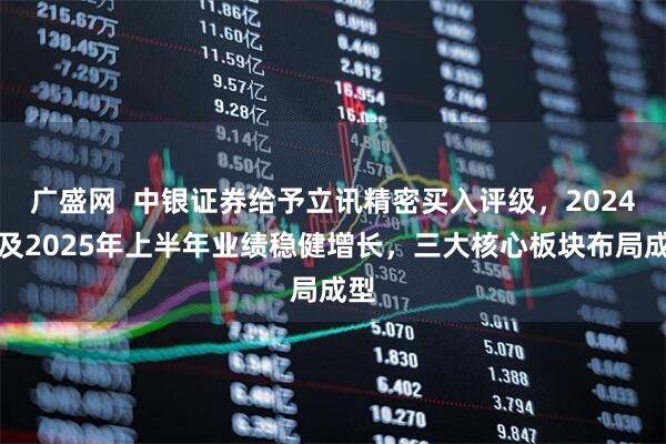 广盛网  中银证券给予立讯精密买入评级，2024年及2025年上半年业绩稳健增长，三大核心板块布局成型